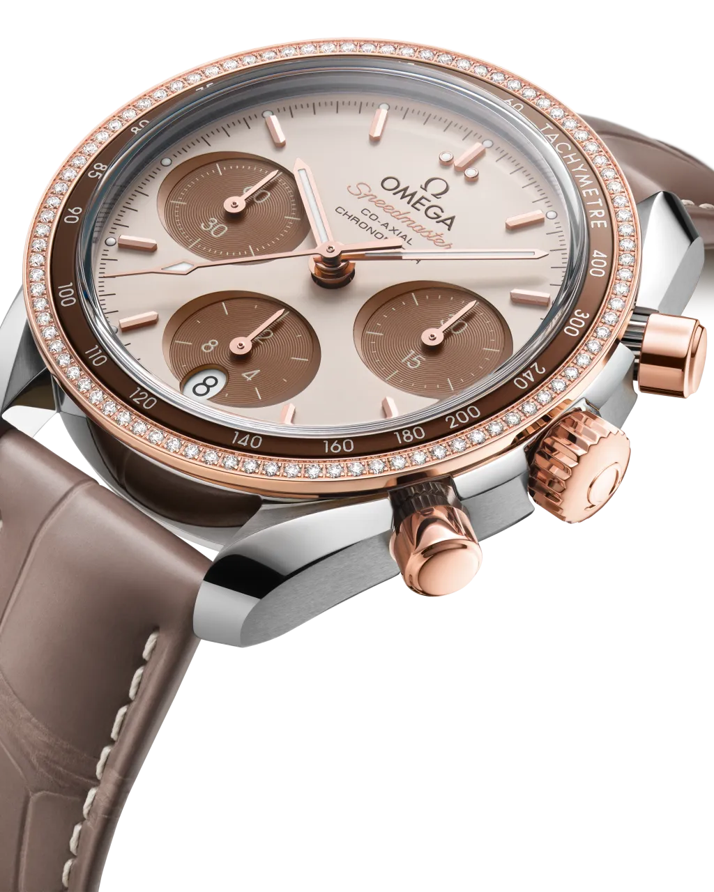 Omega Speedmaster 38 mm Sedna Gold Leather Strap 32428385002002 detay görseli 2