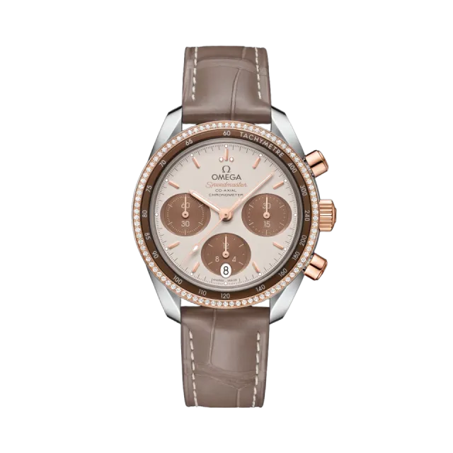 Omega Speedmaster 38 mm Sedna Gold Leather Strap 32428385002002 Görsel 1