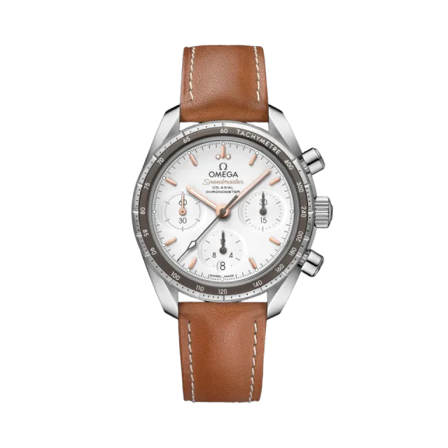 Beğenmek için çift tıkla Omega Speedmaster 38 mm Steel on Leather Strap 32432385002001 Görsel 1