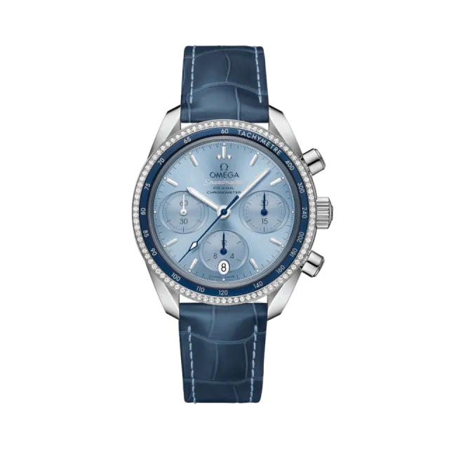 Beğenmek için çift tıkla Omega Speedmaster 38 mm Steel On Leather Strap 32438385003001 Görsel 1
