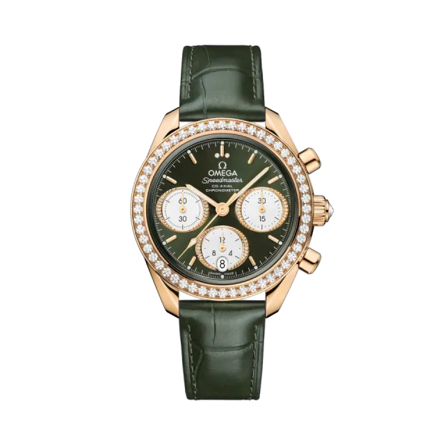 Beğenmek için çift tıkla Omega Speedmaster 38 mm Moonshine™ Gold On Alligator 32458385060001 Görsel 1