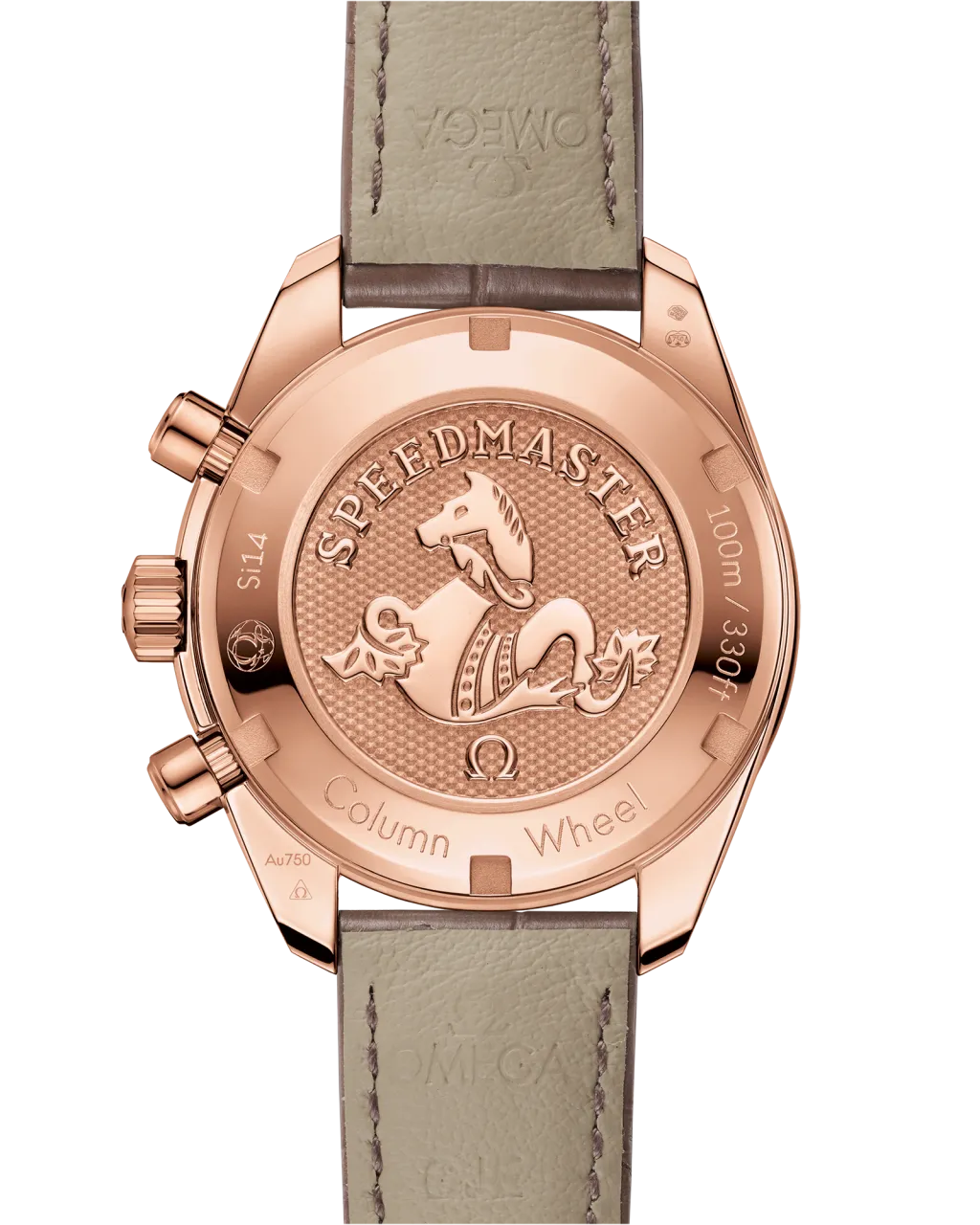 Omega Speedmaster 38 mm Sedna™ Gold On Leather Strap 32463385002003 detay görseli 1