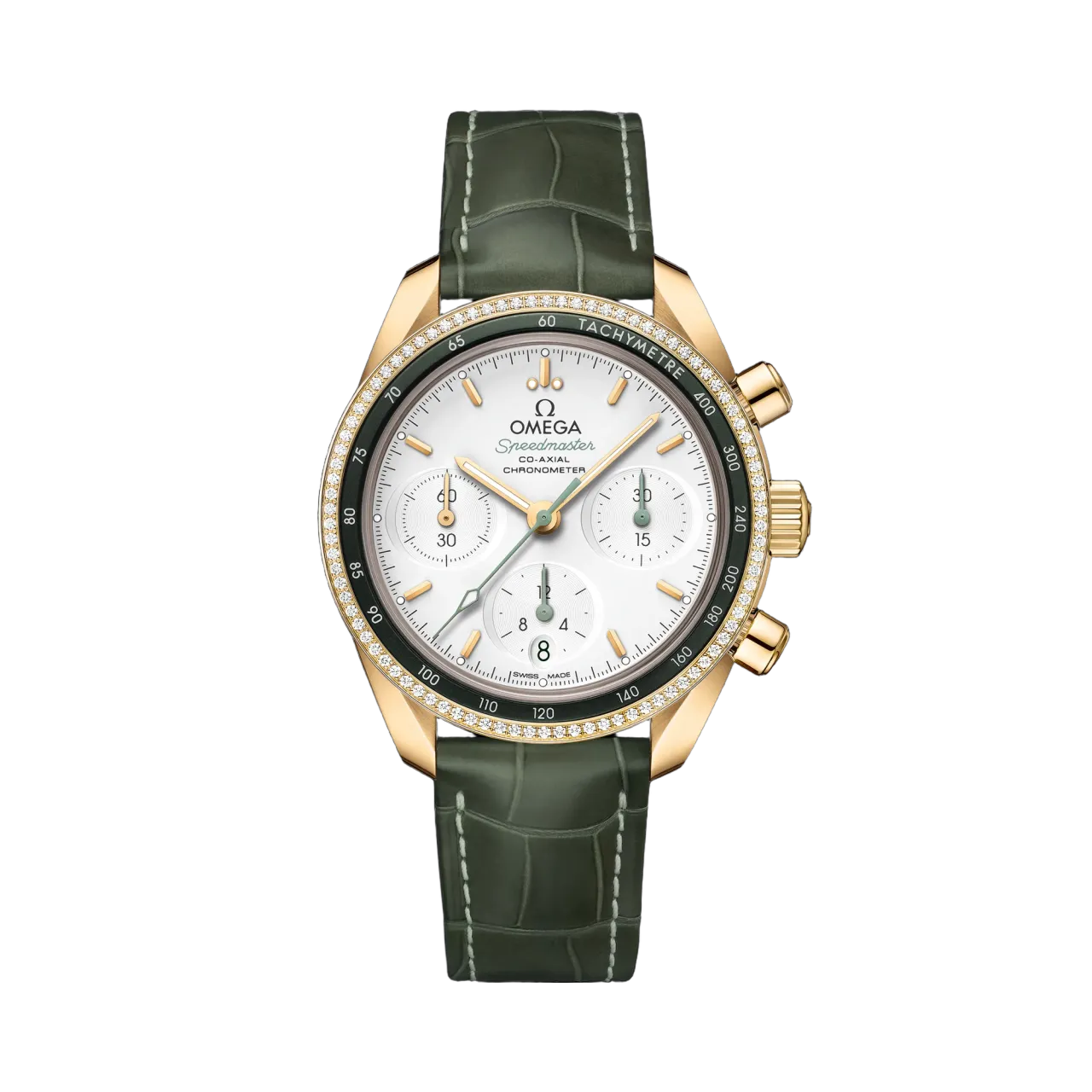 Omega Speedmaster 38 mm Yellow Gold On Leather Strap 32468385002004