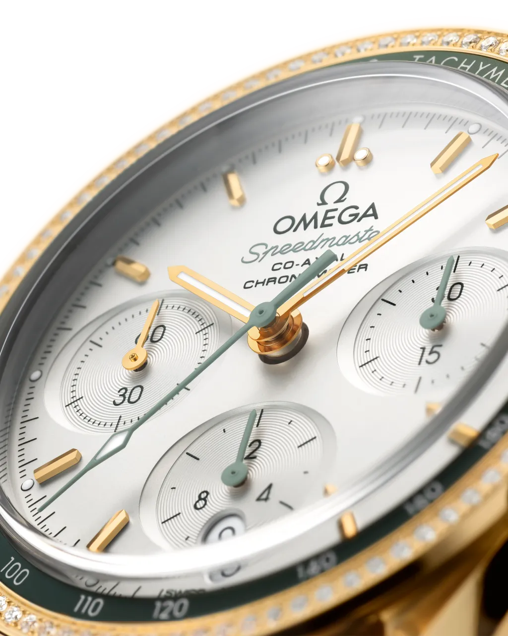 Omega Speedmaster 38 mm Yellow Gold On Leather Strap 32468385002004 detay görseli 2