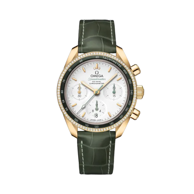 Beğenmek için çift tıkla Omega Speedmaster 38 mm Yellow Gold On Leather Strap 32468385002004 Görsel 1