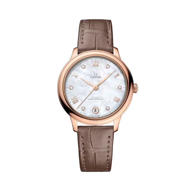 Beğenmek için çift tıkla Omega De Ville Prestige Sedna™ Gold Leather Strap 43453342055001 Görsel 1
