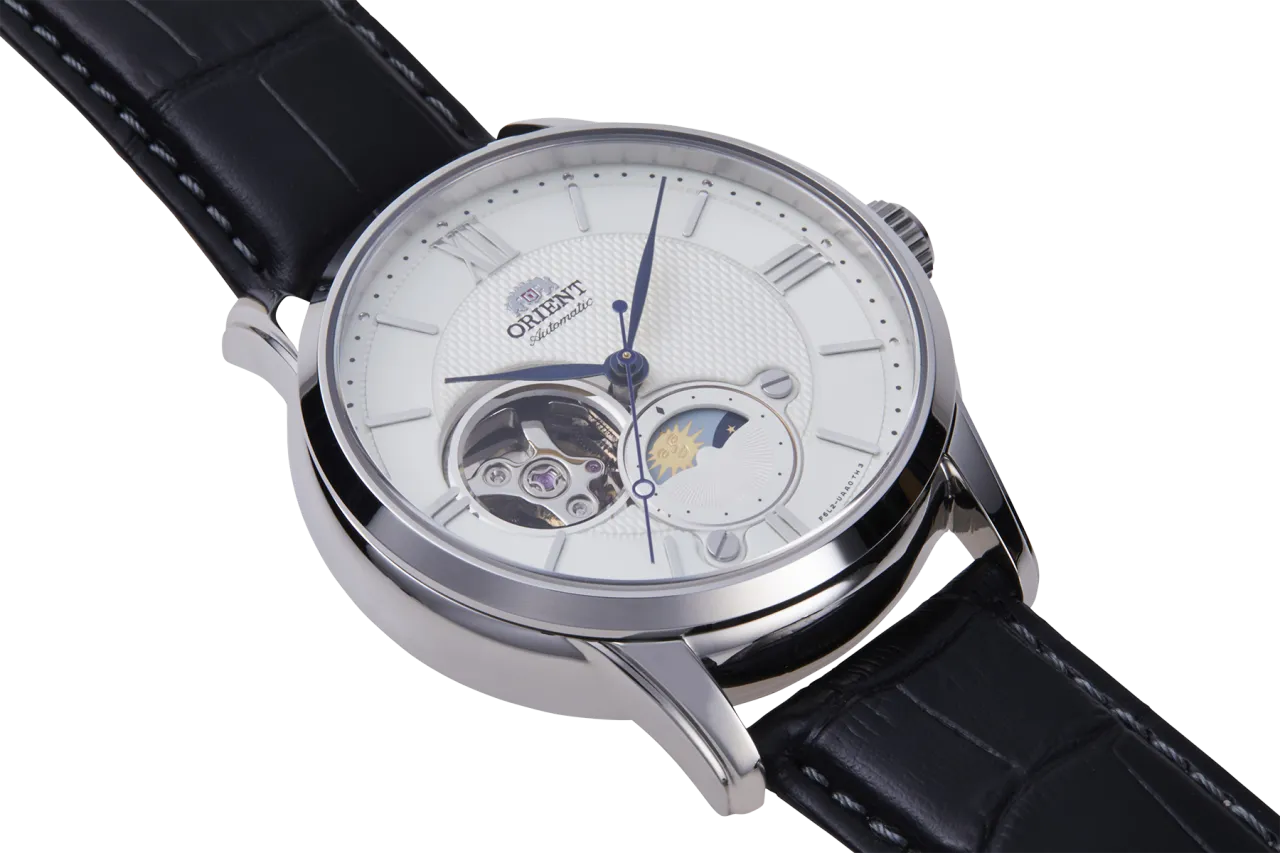 Orient Bambino Sun & Moon Semi Skeleton Otomatik Beyaz RAAS0011S detay görseli 2