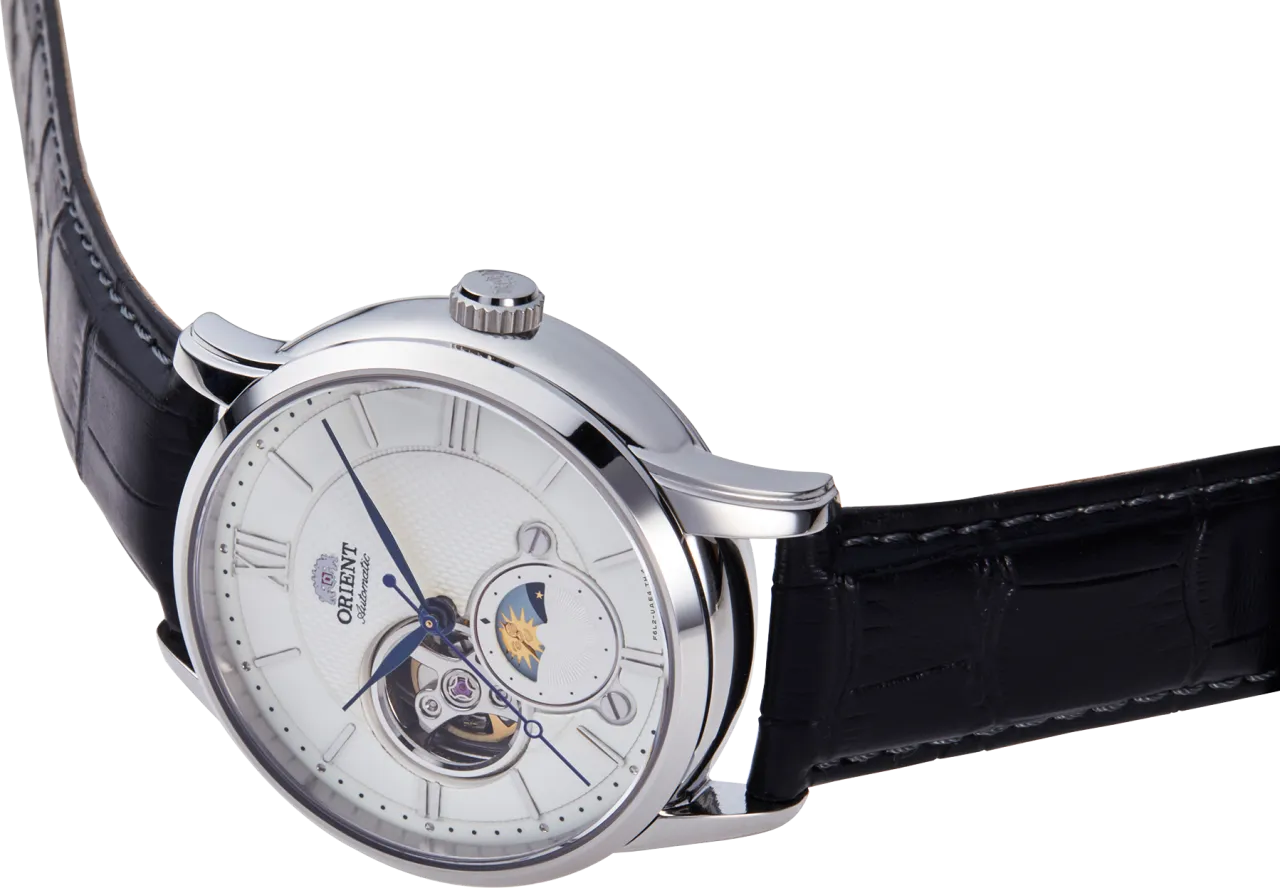 Orient Bambino Sun & Moon Semi Skeleton Otomatik Beyaz RAAS0011S detay görseli 3
