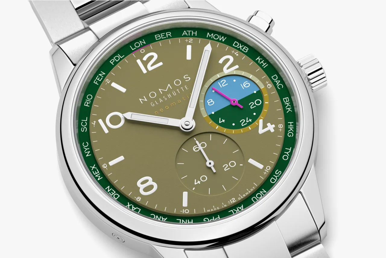NOMOS Glashütte Club Sport Neomatik Worldtimer Jungle 790S2 detay görseli 3