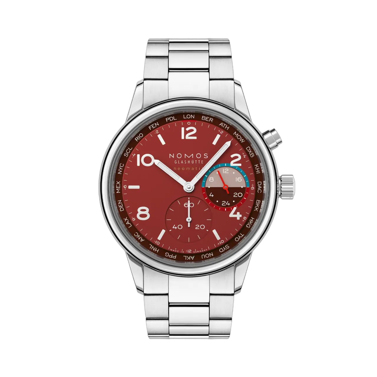 NOMOS Glashütte Club Sport Neomatik Worldtimer Magma 790S5