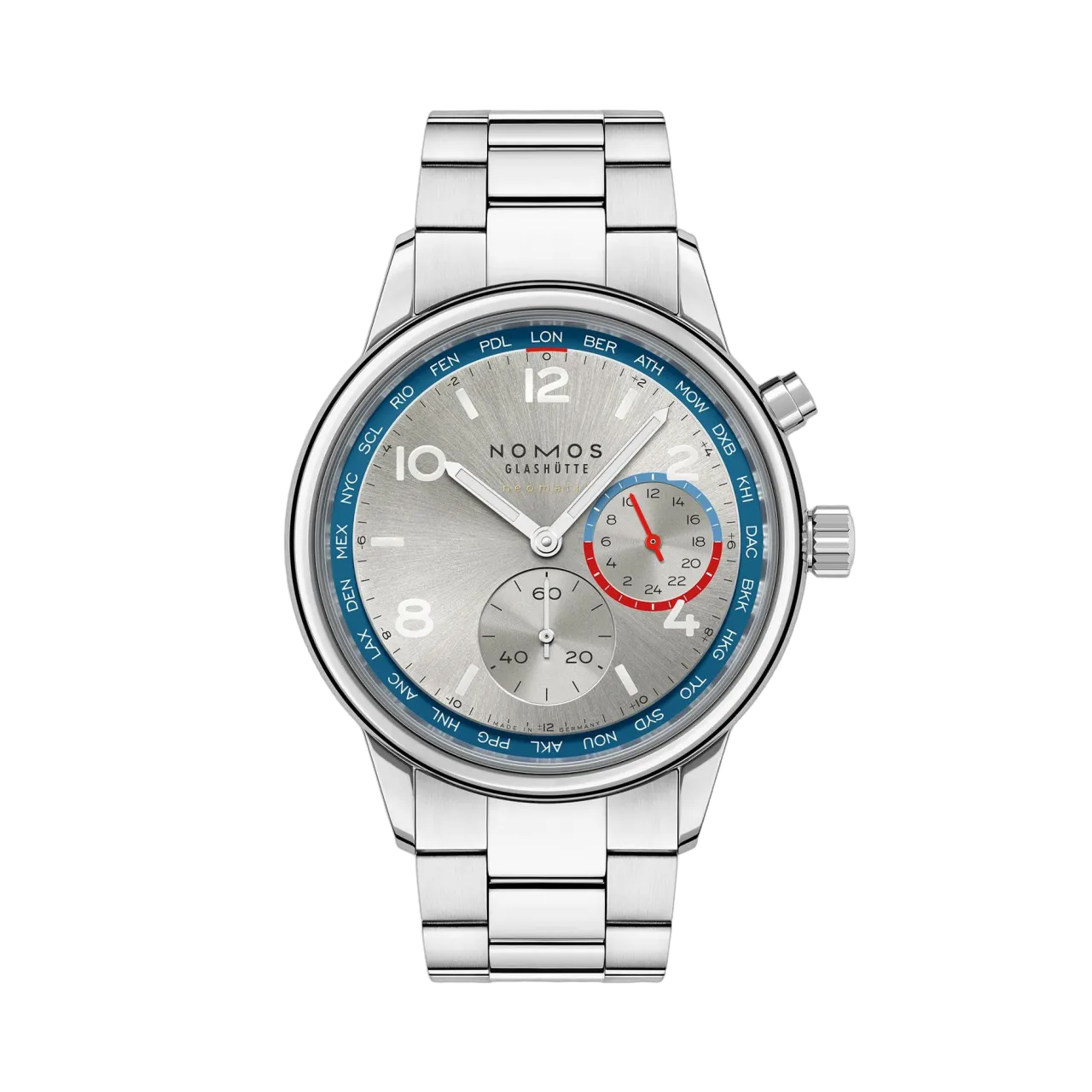 NOMOS Glashütte Club Sport Neomatik Worldtimer Gümüş 791