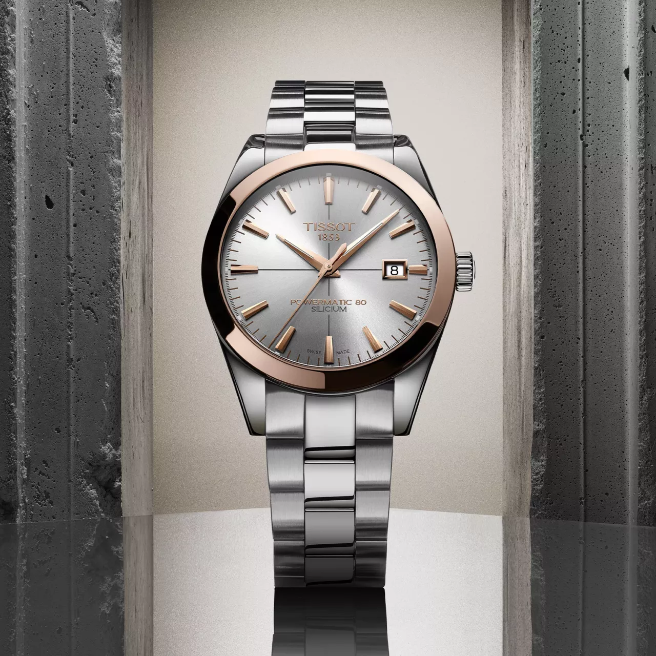 Tissot Gentleman Powermatic 80 Silicium Solid 18K Gold T9274074103100 detay görseli 5