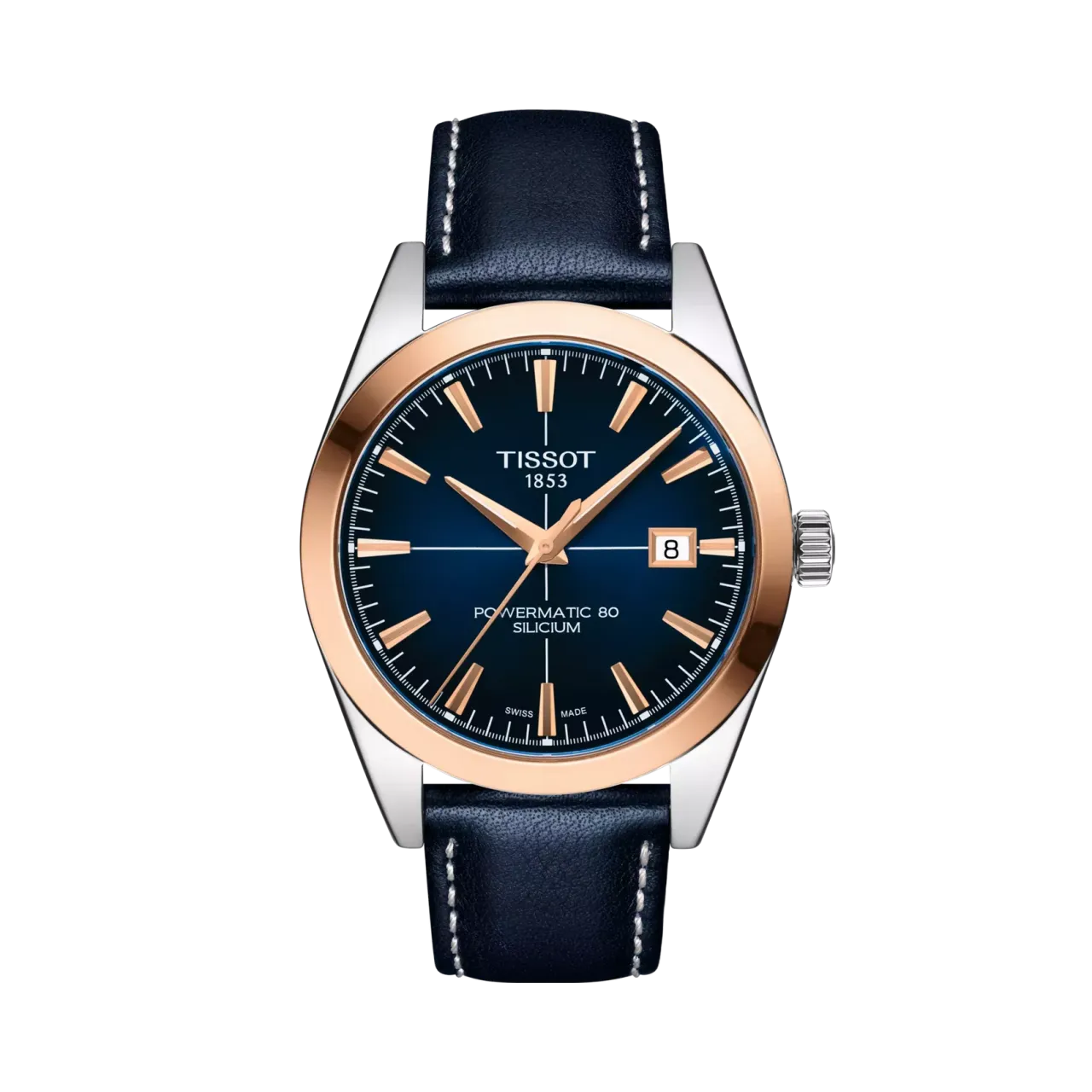 Tissot Gentleman Powermatic 80 Silicium Solid 18k Gold Bezel T9274074604100