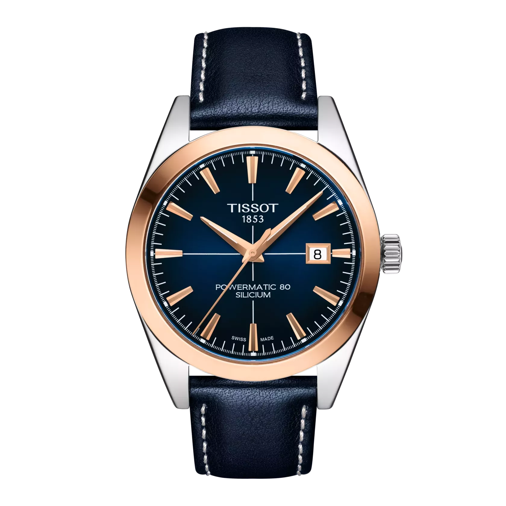 Tissot Gentleman Powermatic 80 Silicium Solid 18k Gold Bezel T9274074604100