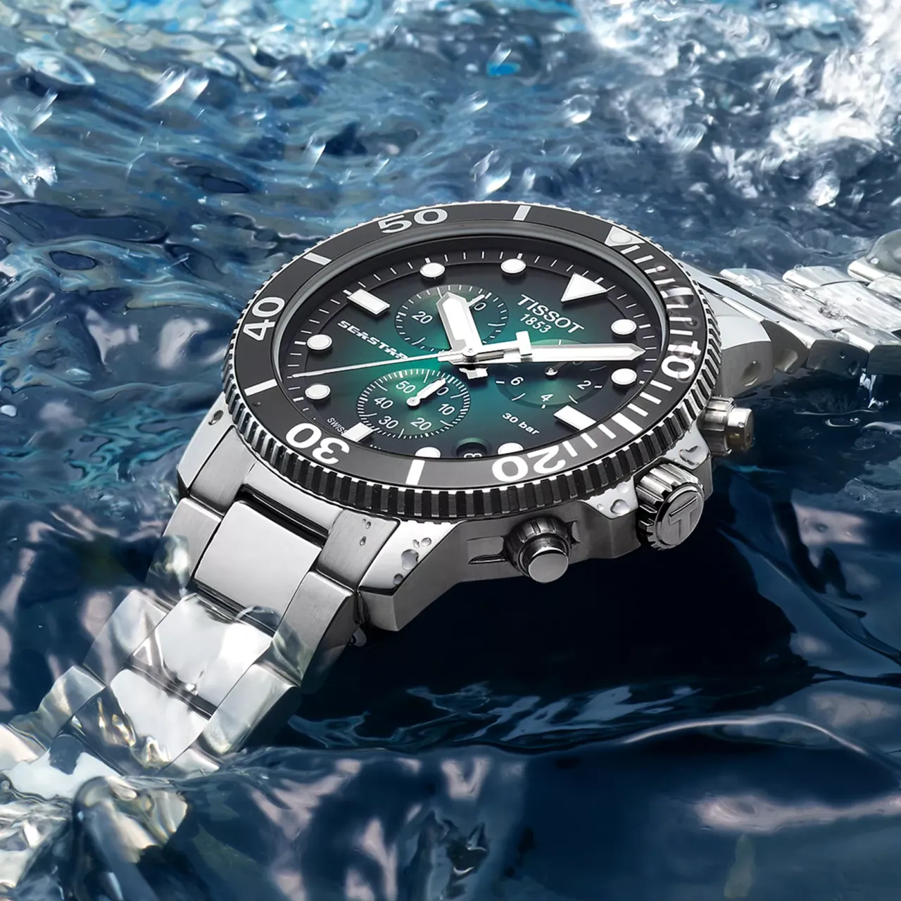 Tissot Seastar 1000 45.5mm Yeşil Degrade T1204171109101 detay görseli 5
