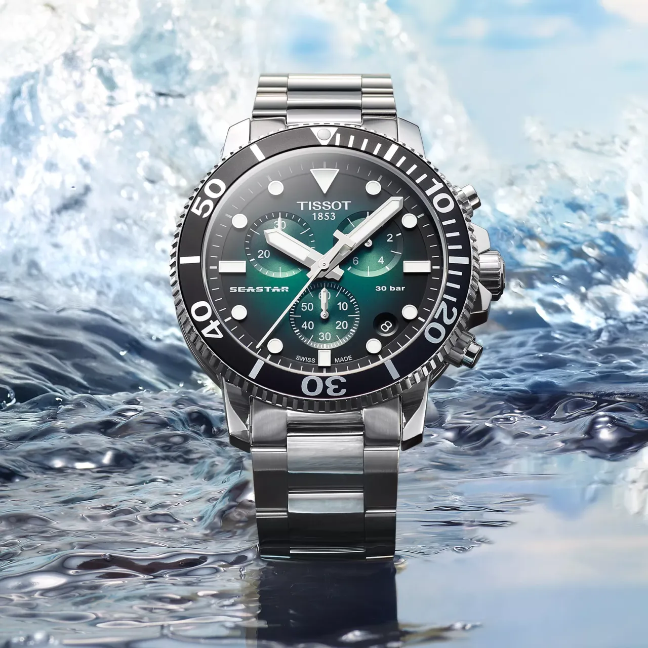 Tissot Seastar 1000 45.5mm Yeşil Degrade T1204171109101 detay görseli 4