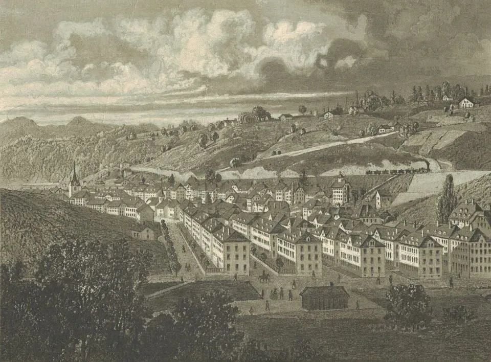 Tissot arşivinden yaklaşık 1860 tarihli Le Locle gravürü