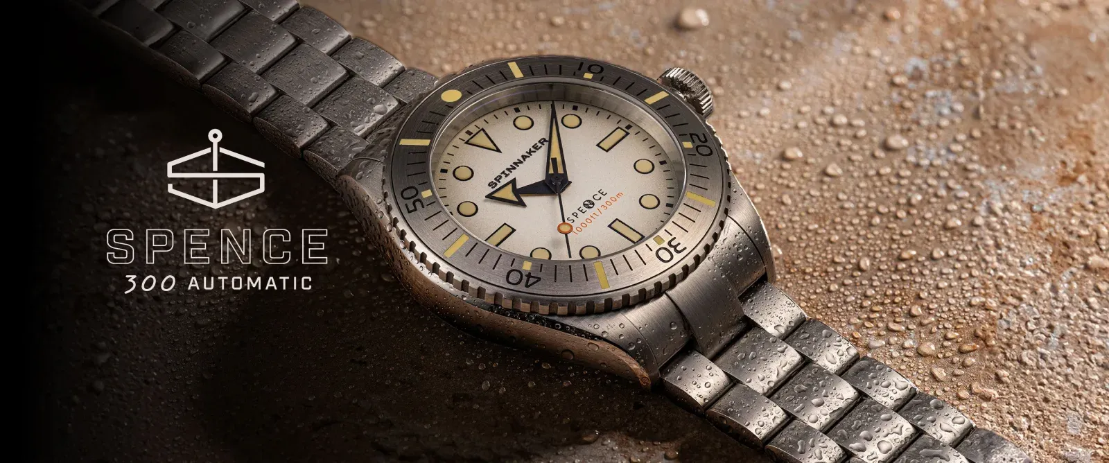Islak zeminde Spinnaker Spence 300 Automatic dalış saati