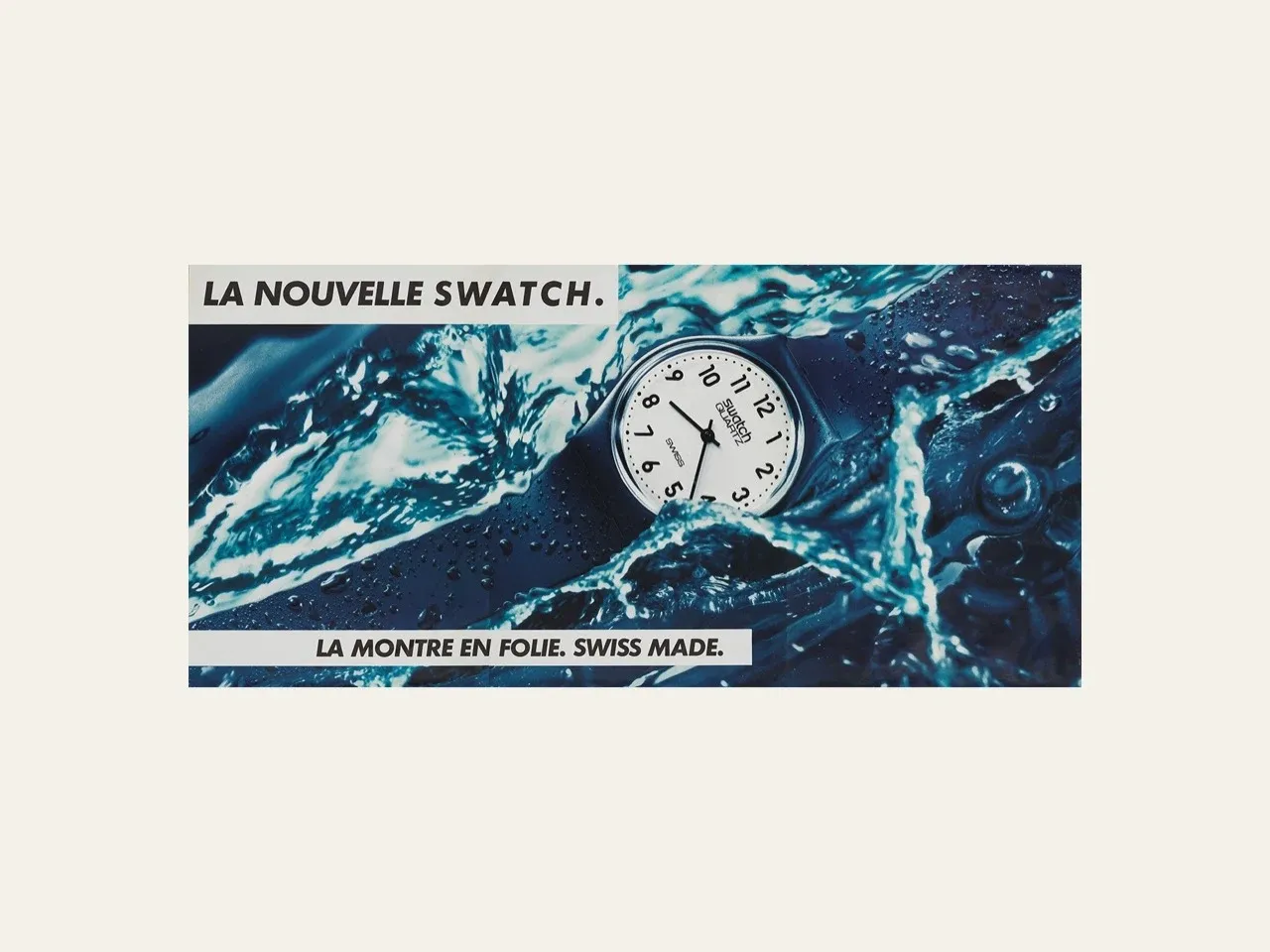 1983 tarihli ilk Swatch saatleri için İsviçre yapımı reklam görseli