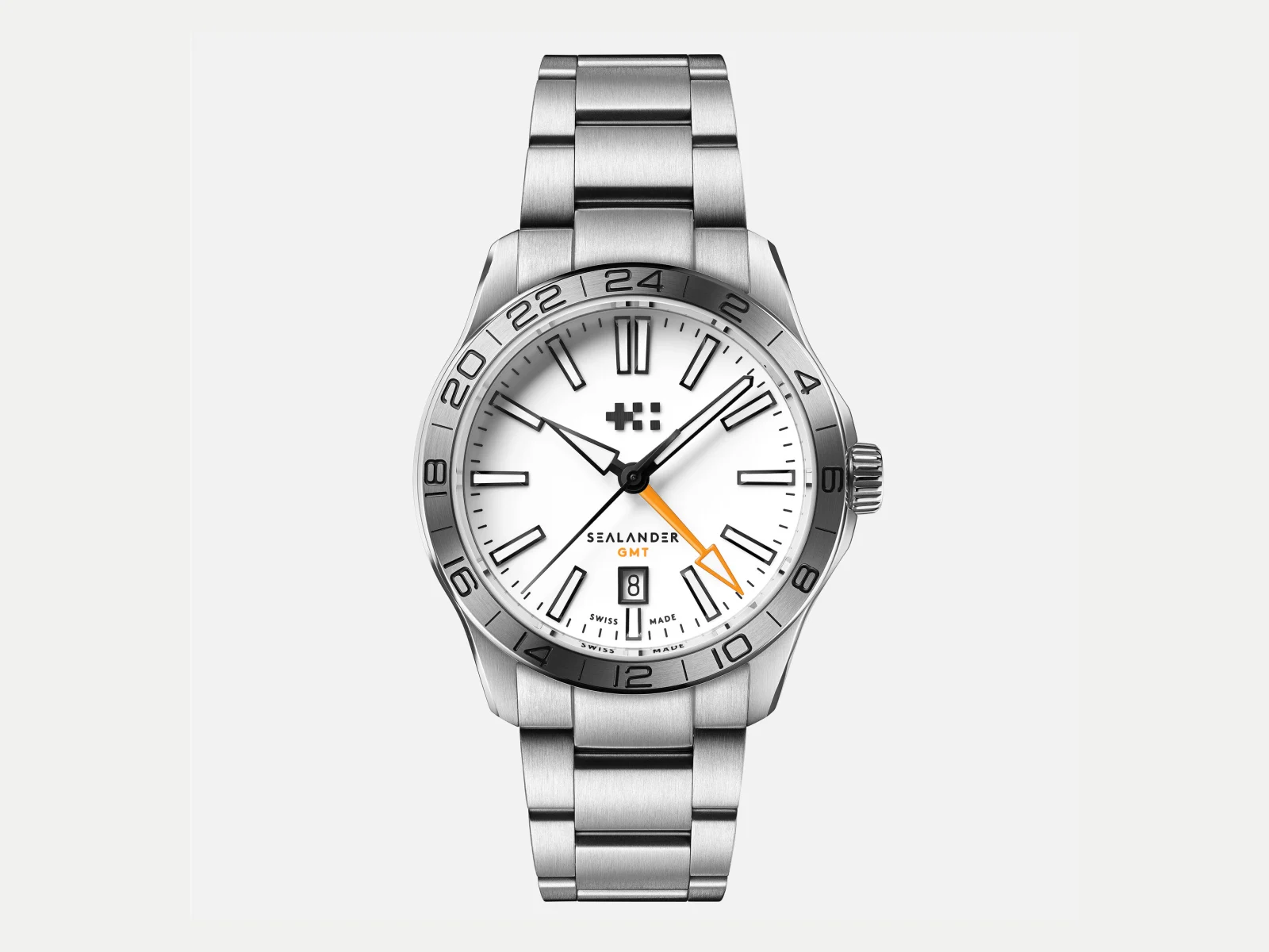 İkinci nesil beyaz kadranlı 42 mm Christopher Ward C63 Sealander GMT